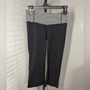 Lululemon Yoga Pants with Striped Fold-Over Waistband
